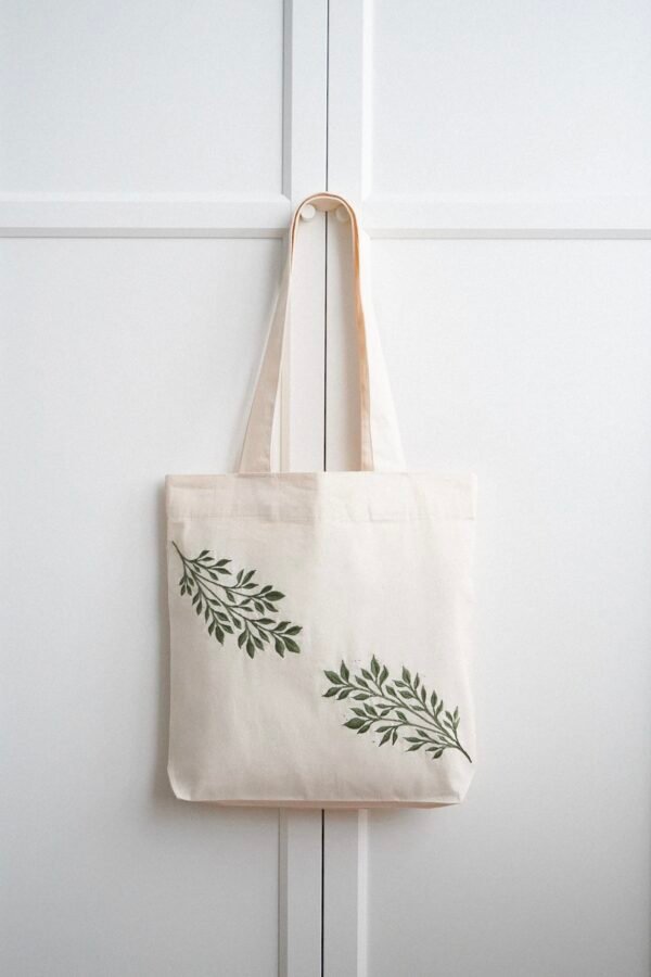 "Branching out" - hand embroidered cotton bag