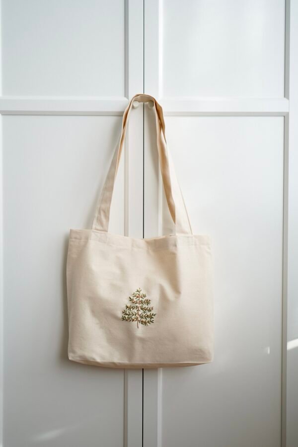 "Season's greetings" - hand embroidered cotton bag