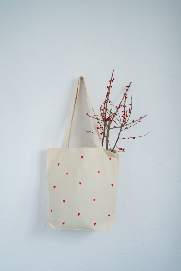 "Loving stitches" -  hand embroidered cotton bag - Image 2