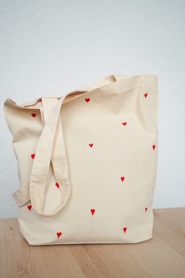 "Loving stitches" -  hand embroidered cotton bag - Image 4