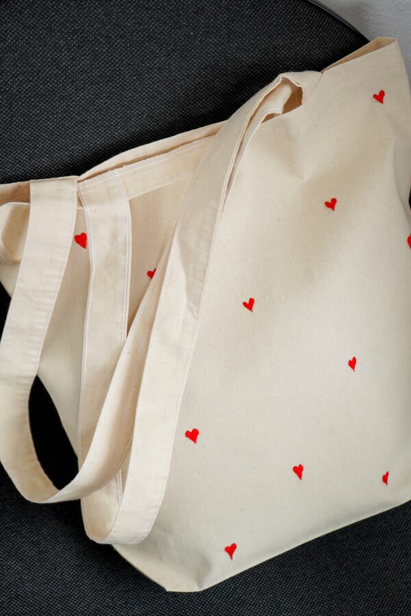 "Loving stitches" -  hand embroidered cotton bag - Image 5