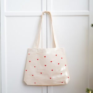 "Loving stitches" -  hand embroidered cotton bag