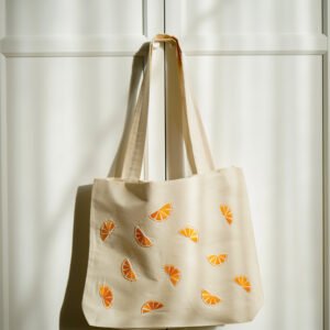 "Les vacances" - hand embroidered cotton bag
