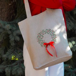 "The Merry Carry" - hand embroidered linen bag