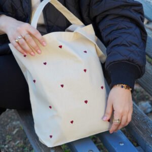 "Pocketful of Hearts" - Handmade Tote Bag