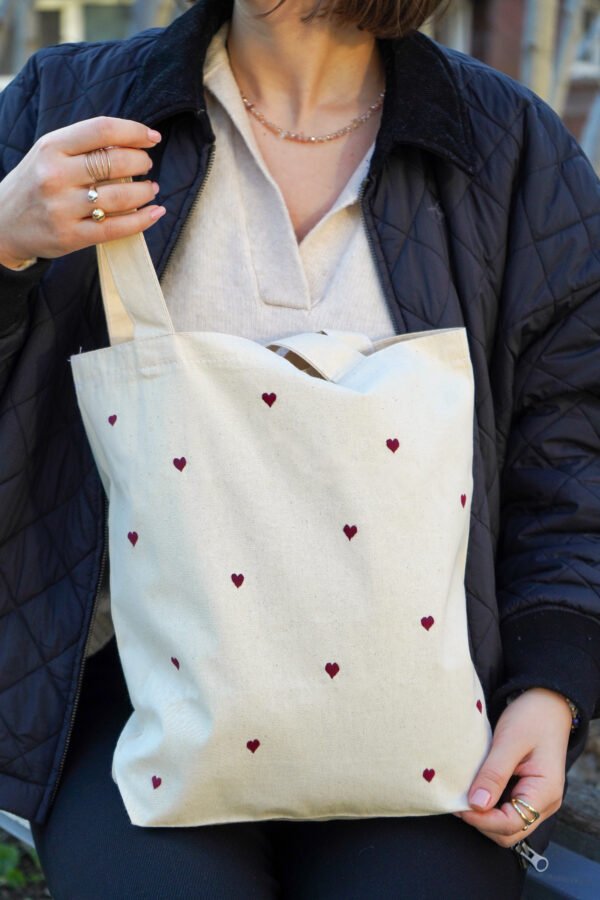 "Pocketful of Hearts" - Handmade Tote Bag - Image 2