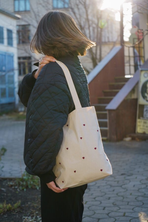 "Pocketful of Hearts" - Handmade Tote Bag - Image 3